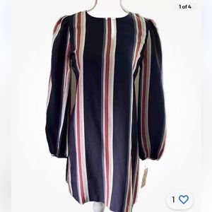 NWT Daniel Cremieux Women’s Sz XS Bue Red Striped Knee Length Dress